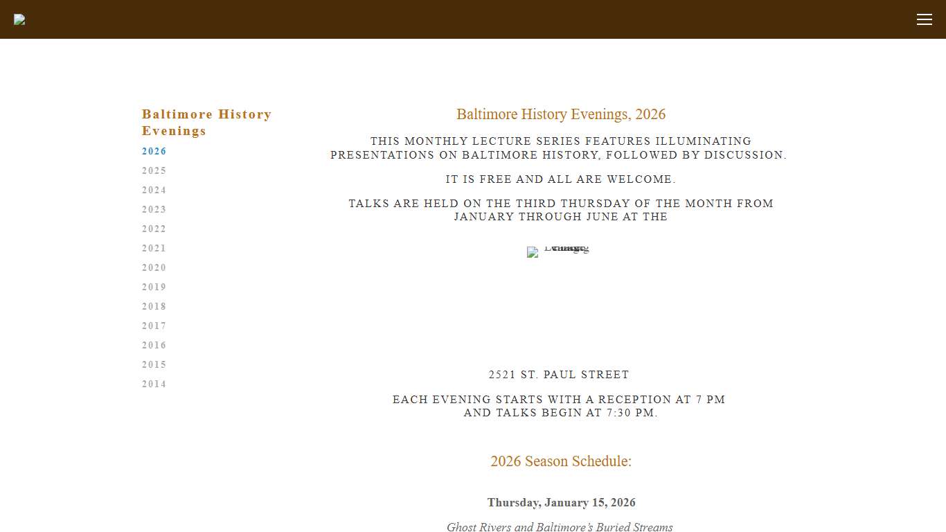 2026 — Baltimore City Historical Society