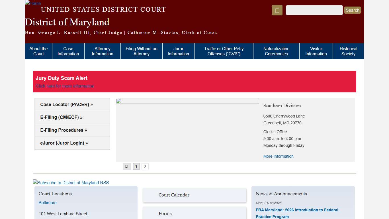 District of Maryland United States District Court